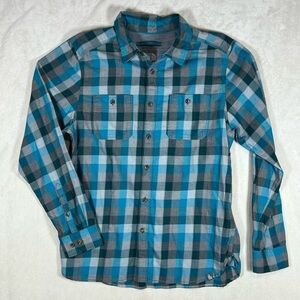 The North Face Size Large Button Front Performance Plaid Gingham Outdoor Shirt